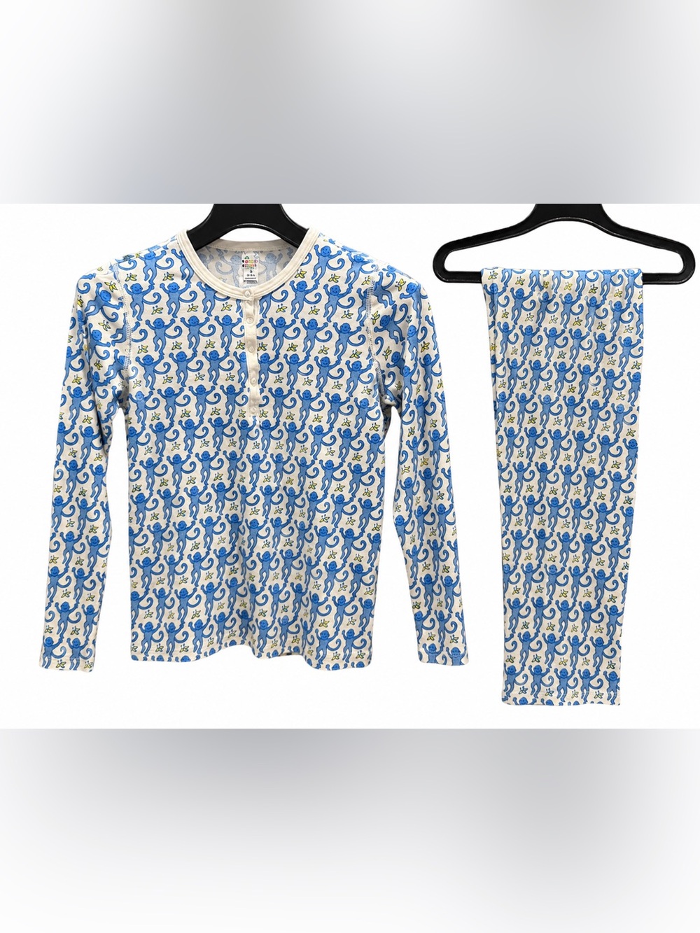 Roller Rabbit Blue & Cream Monkey Print Pajama Set - Picture 2 of 10